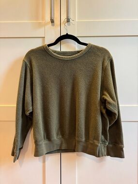 Outerknown Olive Green Terrycloth Crew-Neck Sweatshirt